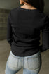 Trimmed Neckline Waffle Knit Henley Top